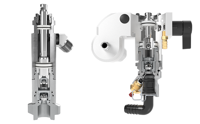 Titan impact valve cut in half - side view